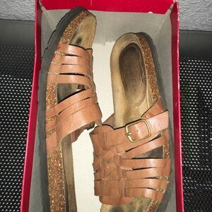 American Eagle Faux Leather Braided Sandals